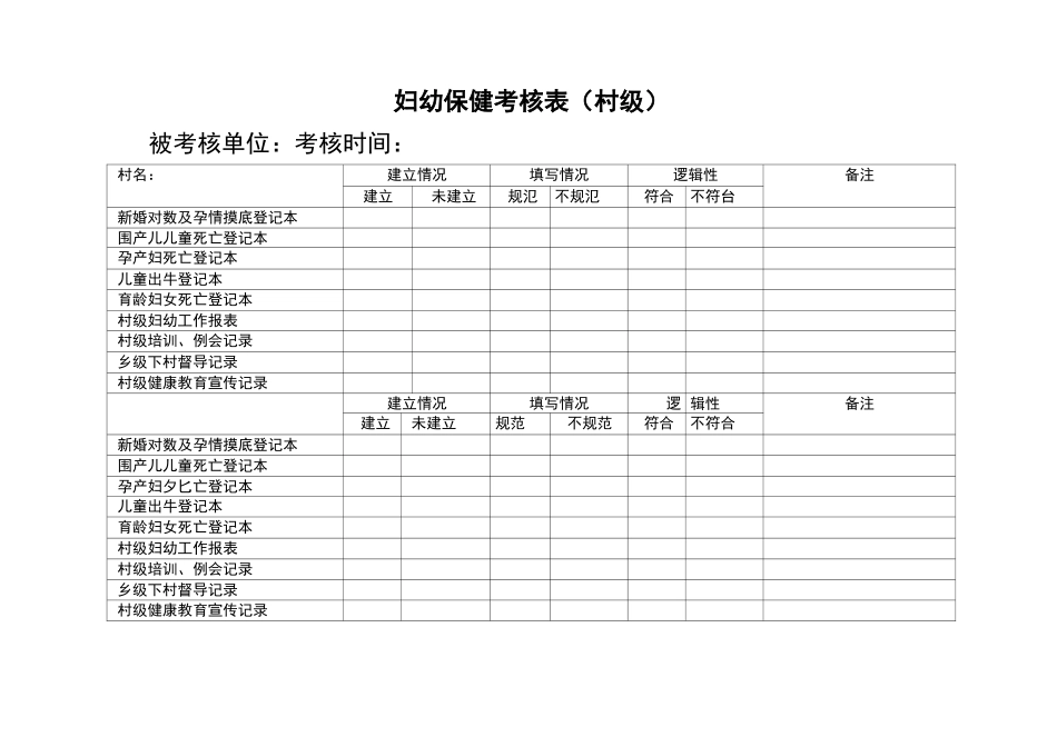 妇幼保健考核表(村级)_第1页