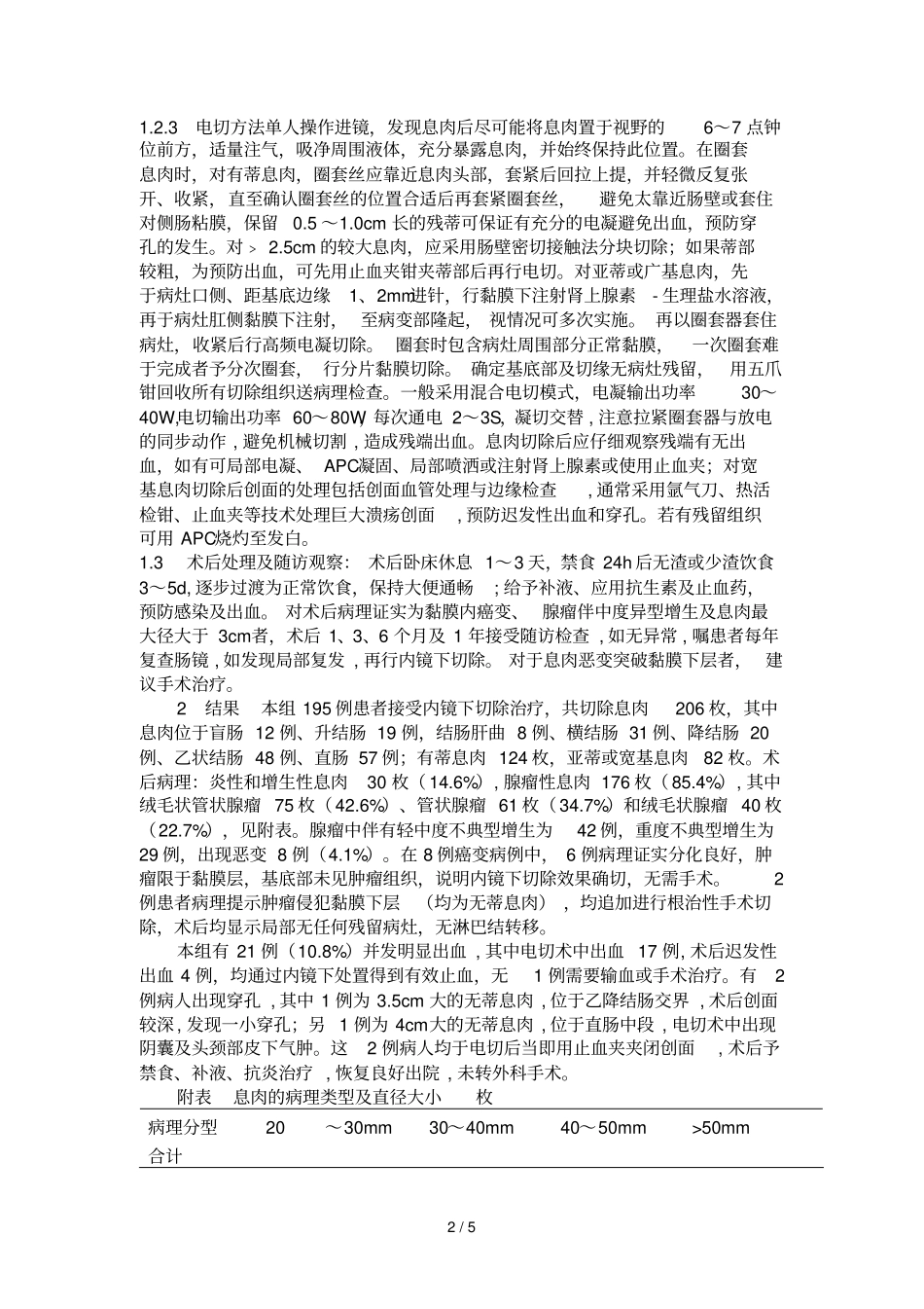 内镜下切除结直肠大息肉例临床分析_第2页