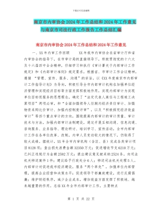 南京市内审协会2024年工作总结和2024年工作意见与南京市司法行政工作报告工作总结汇编