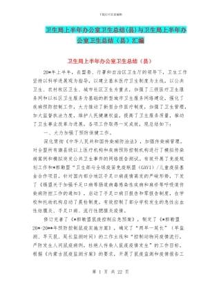 卫生局上半年办公室卫生总结与卫生局上半年办公室卫生总结(县)汇编