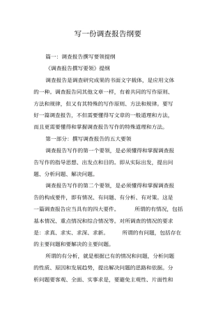 写一份调查报告纲要