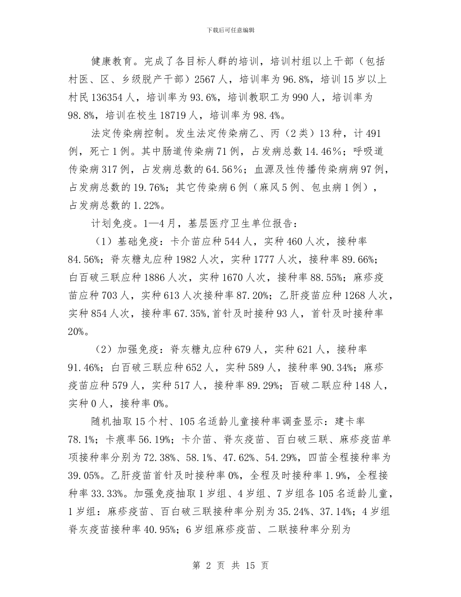 卫生局新农村建设上半年总结与卫生局服务进展汇报_第2页