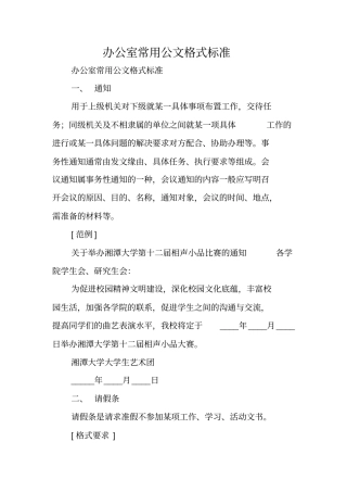 写作指导：办公室常用公文格式标准