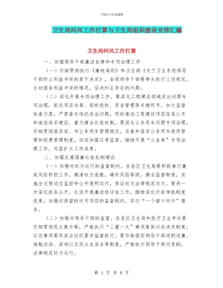 卫生局纠风工作打算与卫生局组织建设安排汇编