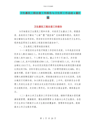 卫生惠民工程自查工作报告与卫生所工作总结4篇汇编