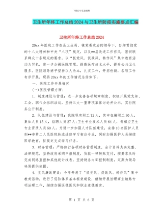 卫生所年终工作总结2024与卫生所防疫实施要点汇编