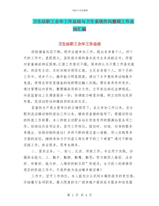 卫生站职工全年工作总结与卫生系统作风整顿工作总结汇编