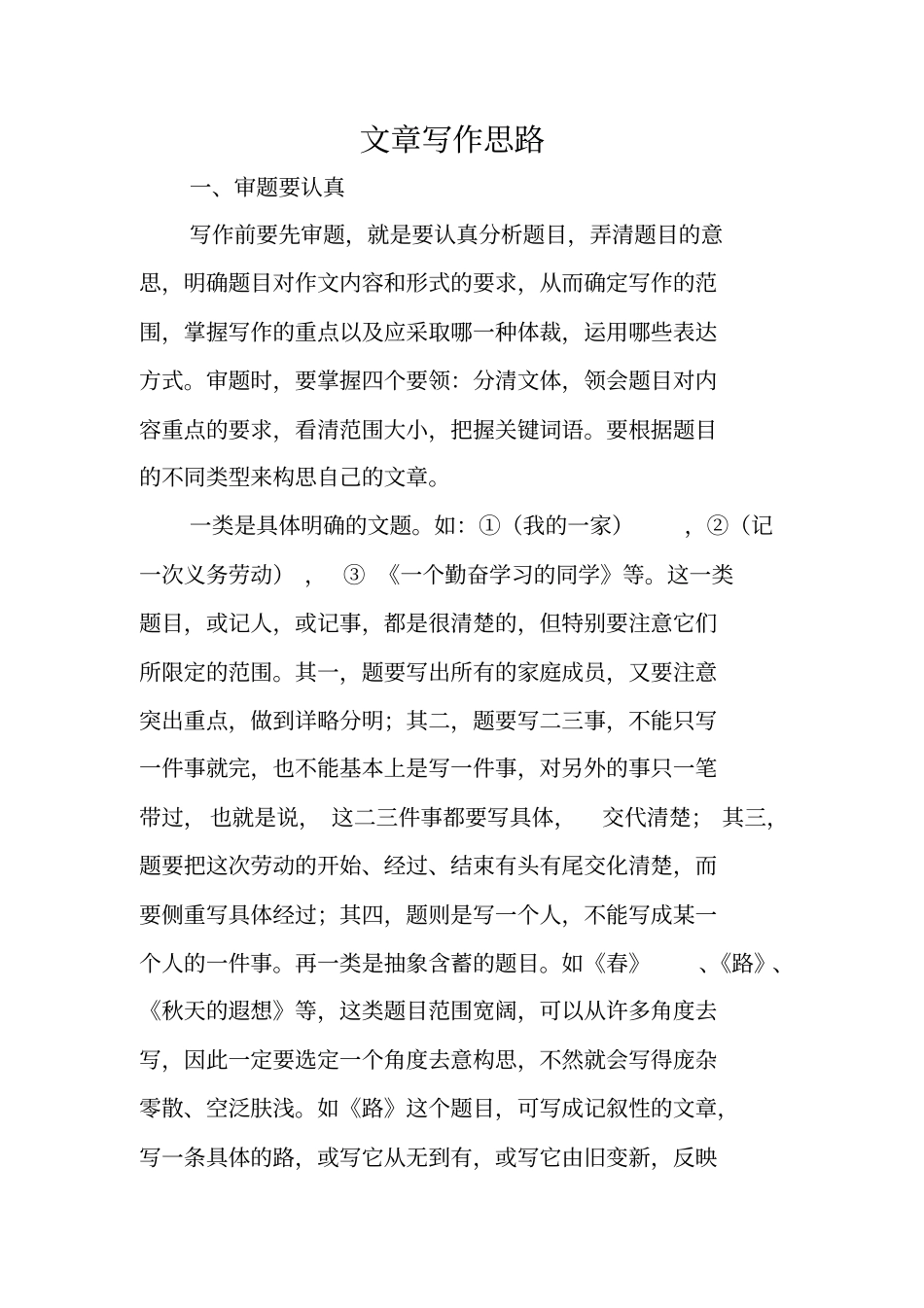 写作指导：文章写作思路_第1页