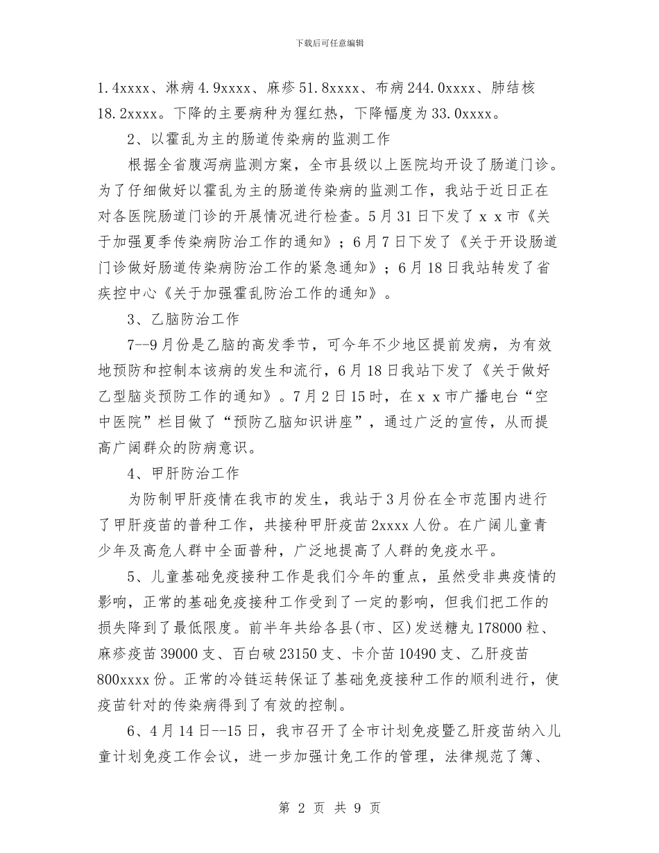卫生防疫站2024年上半年工作总结与卫生院2024年上半年工作总结汇编_第2页