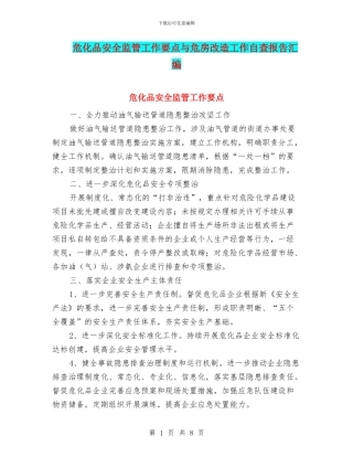 危化品安全监管工作要点与危房改造工作自查报告汇编