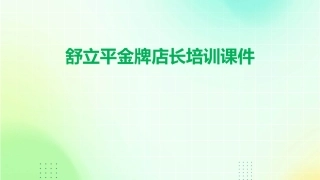 舒立平金牌店长培训课件