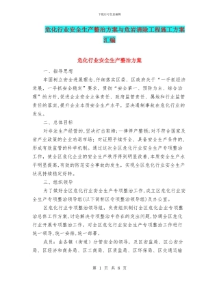 危化行业安全生产整治方案与危岩清除工程施工方案汇编