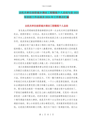 去机关单位挂职城乡清洁工程锻炼个人总结与县2024年农经工作总结及2024年工作要点汇编