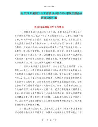 县2024年爱国卫生工作要点与县2024年现代服务业发展总结汇编