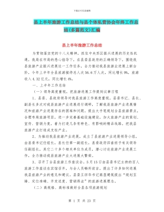 县上半年旅游工作总结与县个体私营协会年终工作总结汇编