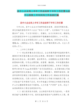 县中小企业局上半年工作总结和下半年工作打算与县中心医院上半年纠风工作总结汇编