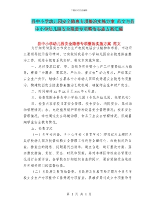 县中小学幼儿园安全隐患专项整治实施方案