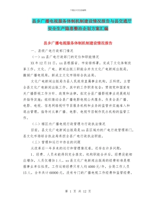 县乡广播电视服务体制机制建设情况报告与县交通厅安全生产隐患整治企划方案汇编