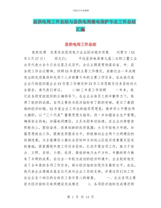 县供电局工作总结与县供电局继电保护专业工作总结汇编