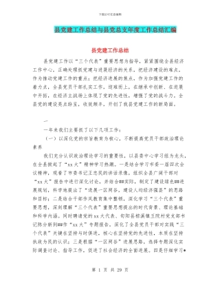 县党建工作总结与县党总支年度工作总结汇编