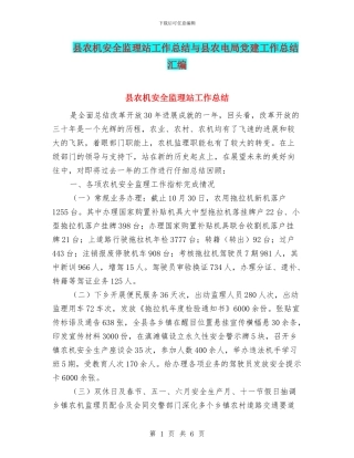 县农机安全监理站工作总结与县农电局党建工作总结汇编