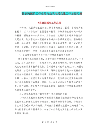 县农民减负工作总结与县农电局党建工作总结汇编