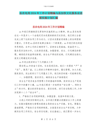 县农电局2024年工作计划精编与县加快文化服务业发展实施计划汇编