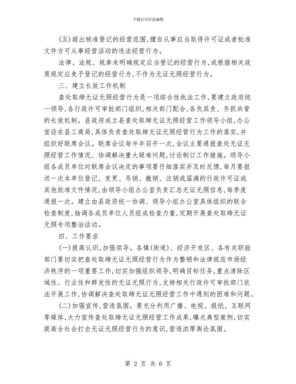 县区取缔无证无照经营行动通知与县区墙改与建筑节能检查通知汇编_第2页