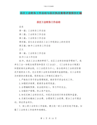 县区工会财务工作总结与县区执法案卷评查报告汇编
