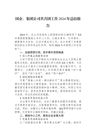 2024年总结报告（集团公司共青团）