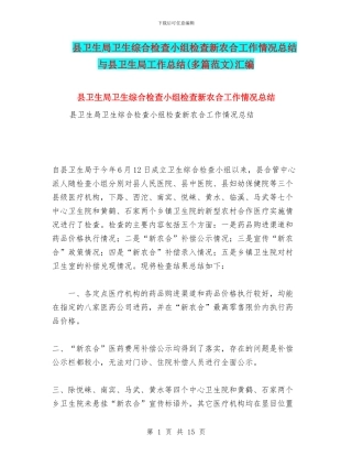 县卫生局卫生综合检查小组检查新农合工作情况总结与县卫生局工作总结汇编