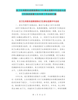 县卫生局落实发展观推动卫生事业发展半年总结与县卫生执法监督大队年终工作总结汇编