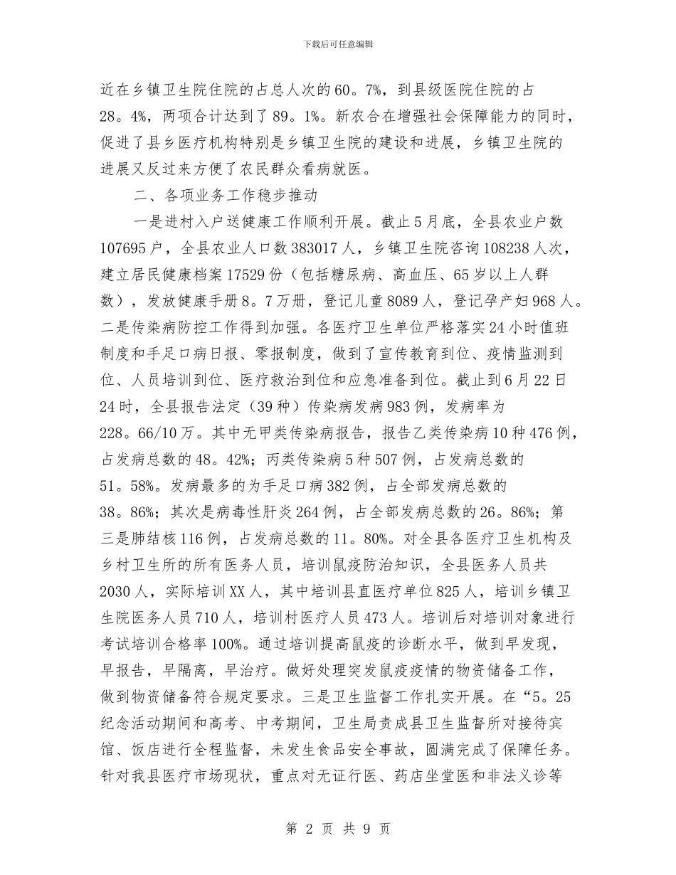 县卫生局新农合医疗服务半年总结与县卫生局监督所半年总结汇编_第2页