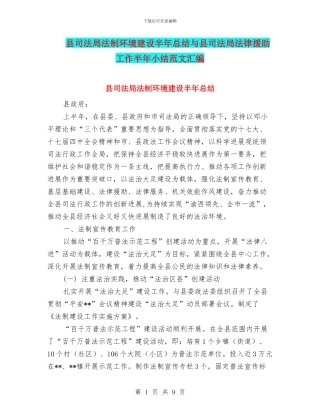县司法局法制环境建设半年总结与县司法局法律援助工作半年小结范文汇编
