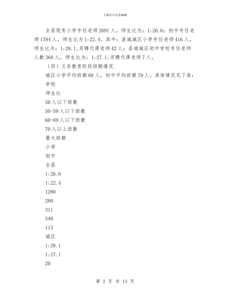 县城区义务教育工作情况汇报材料与县城区集贸市场专项整治方案汇编_第2页