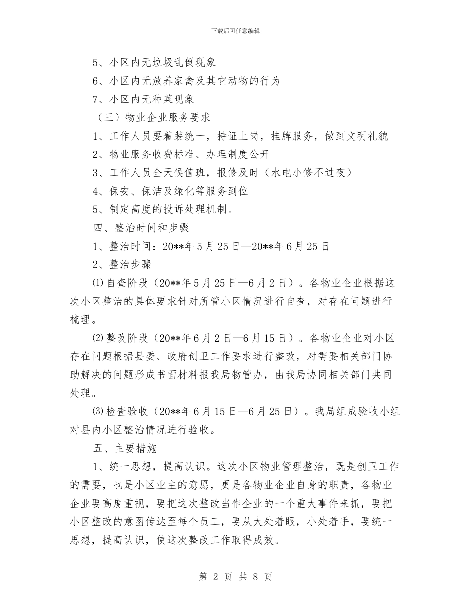 县城小区物业整治工作方案与县城市管理年工作方案汇编_第2页