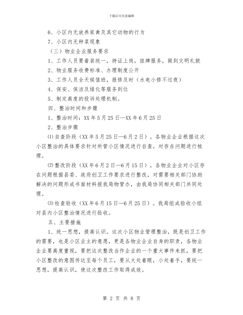 县城小区物业整治工作方案与县城市管理年活动方案汇编_第2页