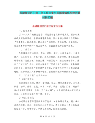 县城规划区门前三包工作方案与县域城镇化构建交流材料汇编
