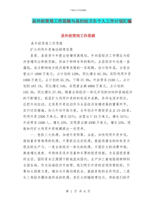 县外经贸局工作思路与县妇幼卫生个人工作计划汇编