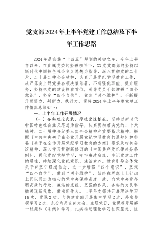 党支部2024年上半年党建工作总结及下半年工作思路