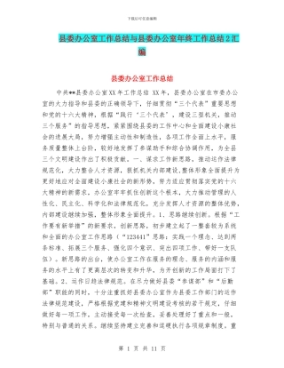 县委办公室工作总结与县委办公室年终工作总结2汇编