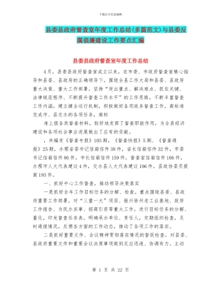 县委县政府督查室年度工作总结与县委反腐倡廉建设工作要点汇编