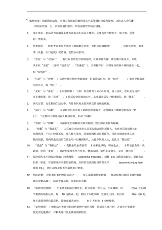 农业昆虫学习题及部分参考答案