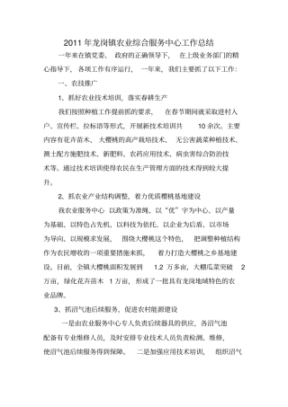 农业服务中心工作总结