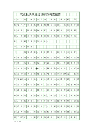 农业板块项目建设绩效调查报告精品工作报告