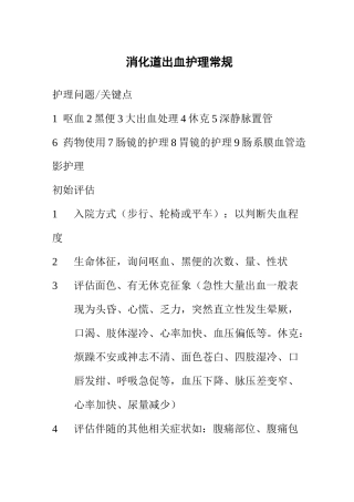 消化道出血护理常规