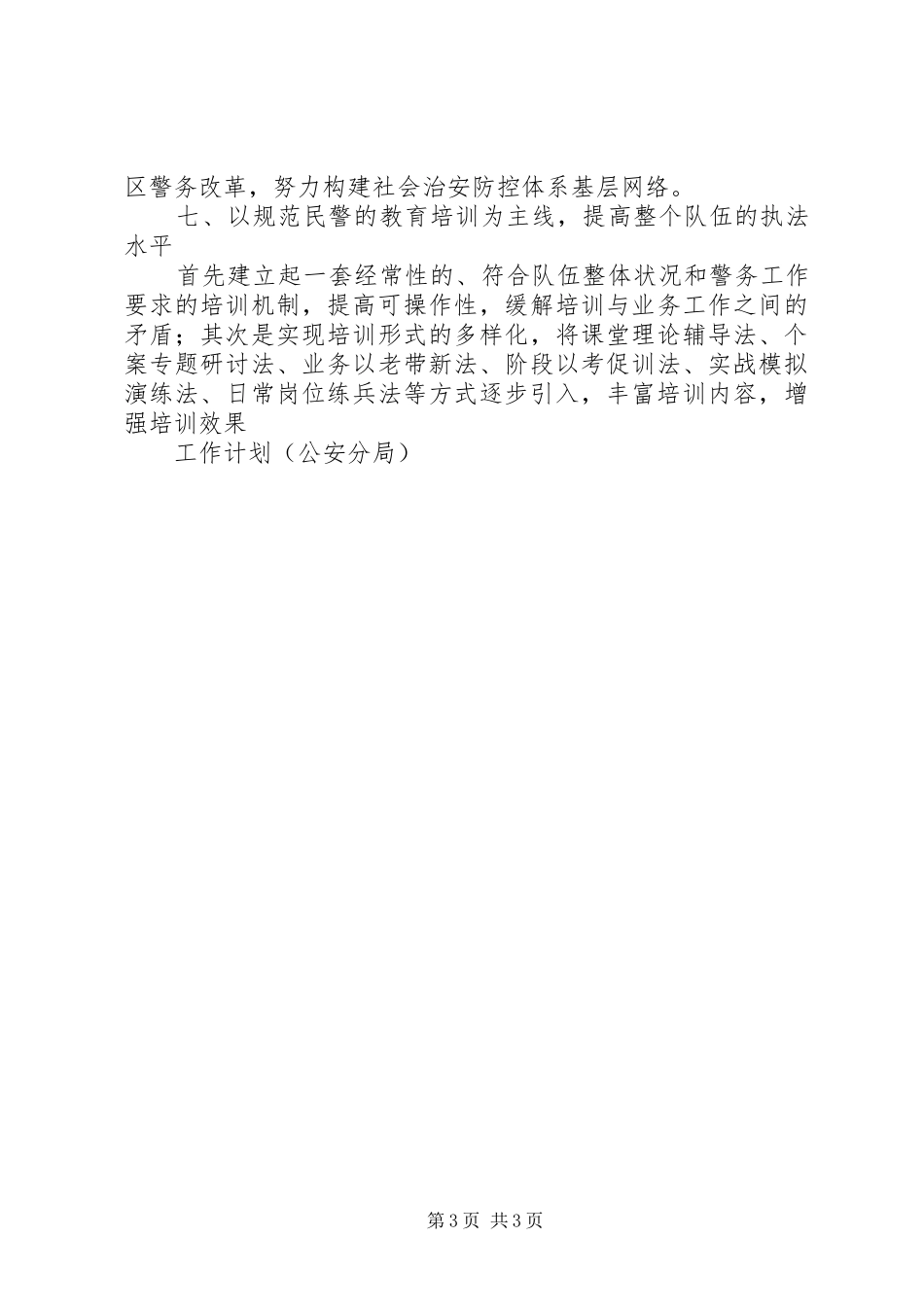 工作计划（公安分局） _第3页