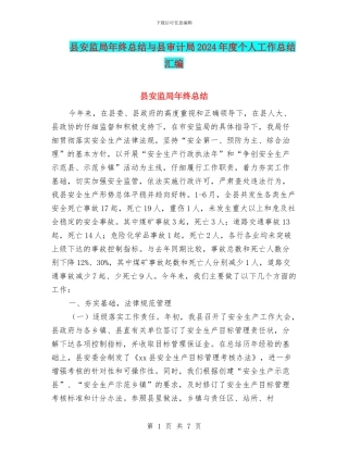 县安监局年终总结与县审计局2024年度个人工作总结汇编