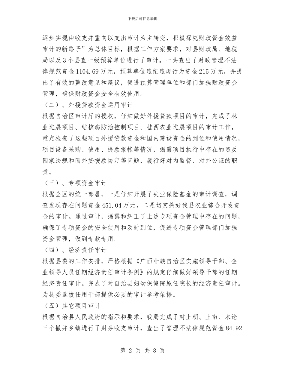 县审计局2024年度工作总结1与县审计局年度工作总结汇编_第2页