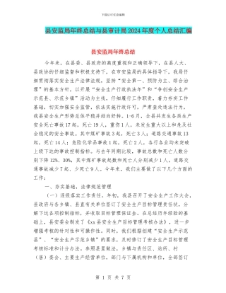 县安监局年终总结与县审计局2024年度个人总结汇编